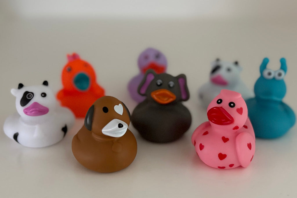 Light-Up LED Designer Rubber Ducks (15 + designs) with On/Off Switches(2 - 2 1/2 inches)- 50 ct- .85 ea- $42.50 for 50 ducks
