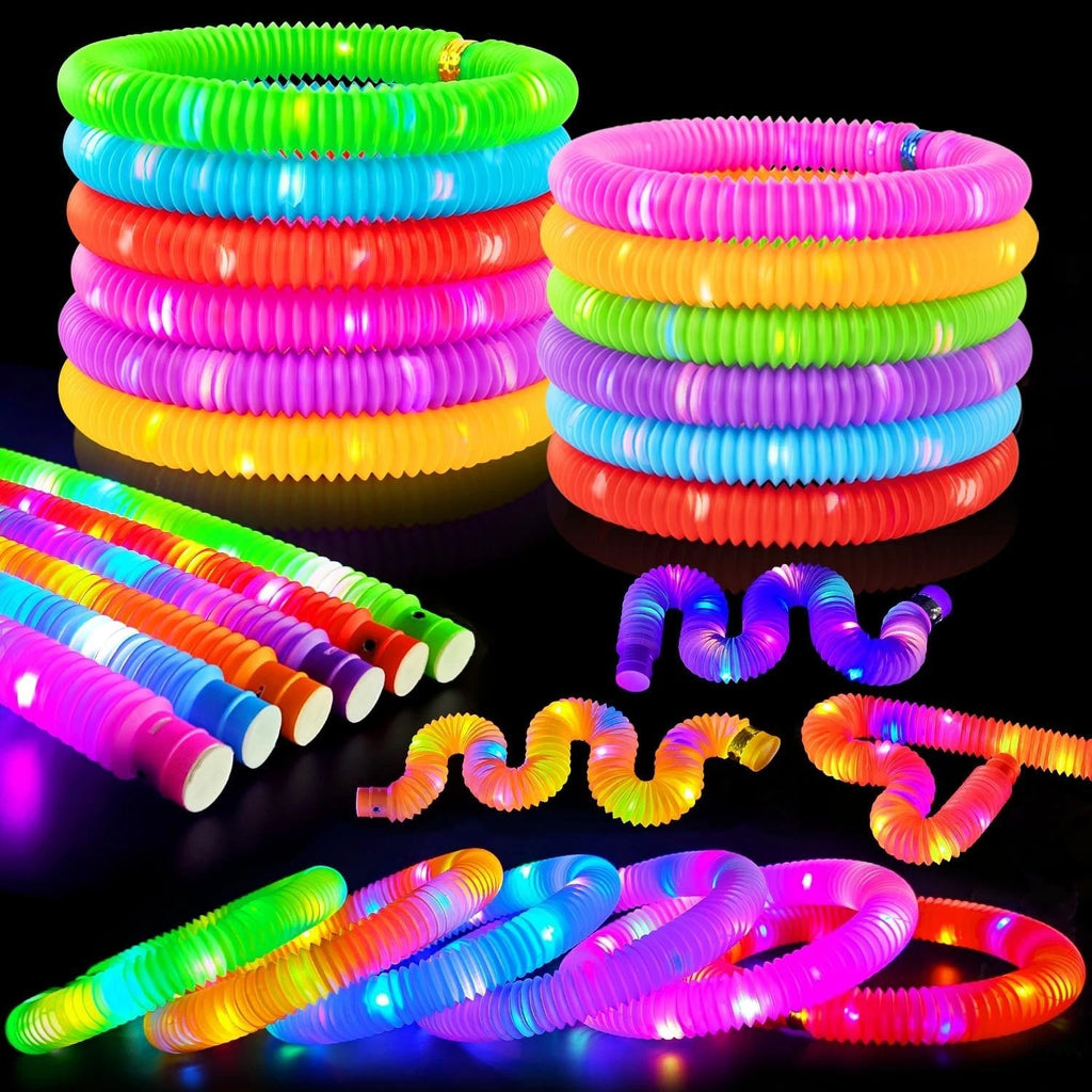 Light up LED Expandable Connecting Tubes- Sensory toy - Redemption- Party Favors- .62 each - pack of 100 - $62