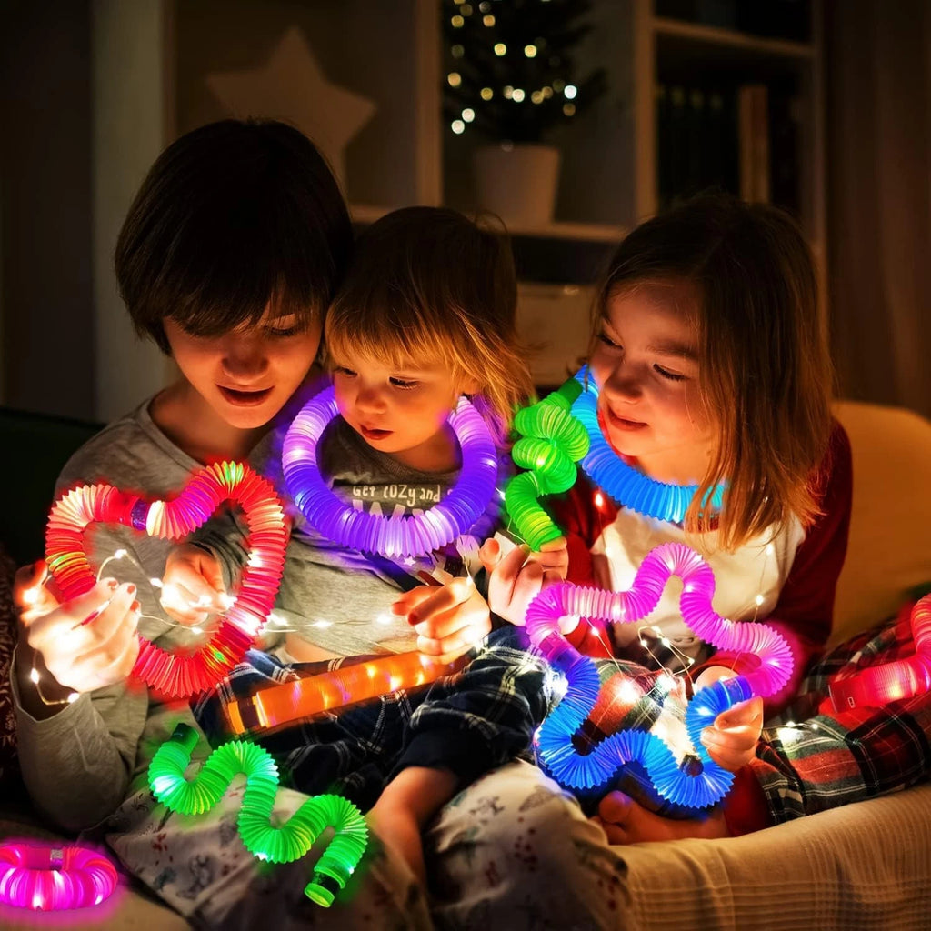 Light up LED Expandable Connecting Tubes- Sensory toy - Redemption- Party Favors- .62 each - pack of 100 - $62